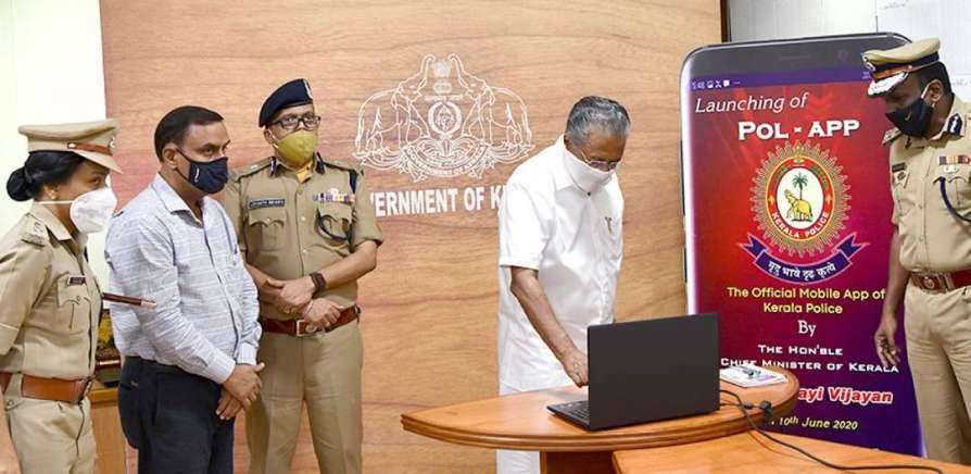 Chief Minister of Kerala inaugurating Kerala police's mobile application POL-APP