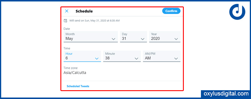 Set Tweet Schedule Date and Time