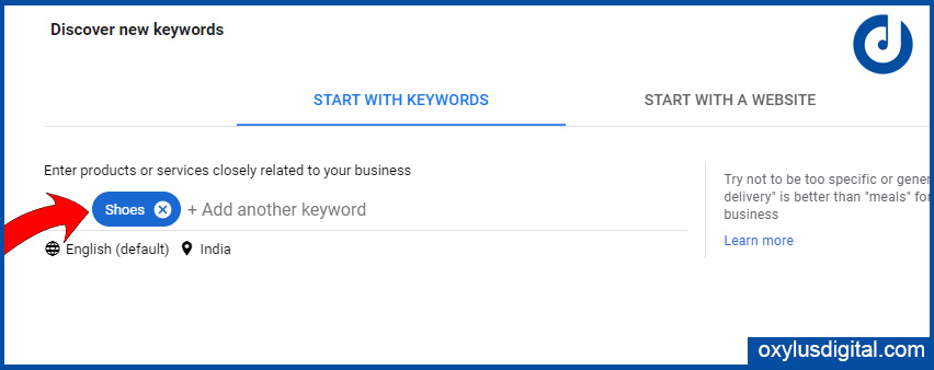 Enter a keyword in Google Keyword Planner