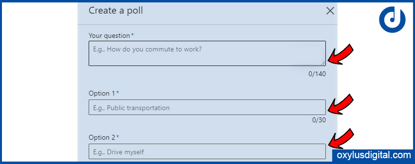 LinkedIn Create a poll window