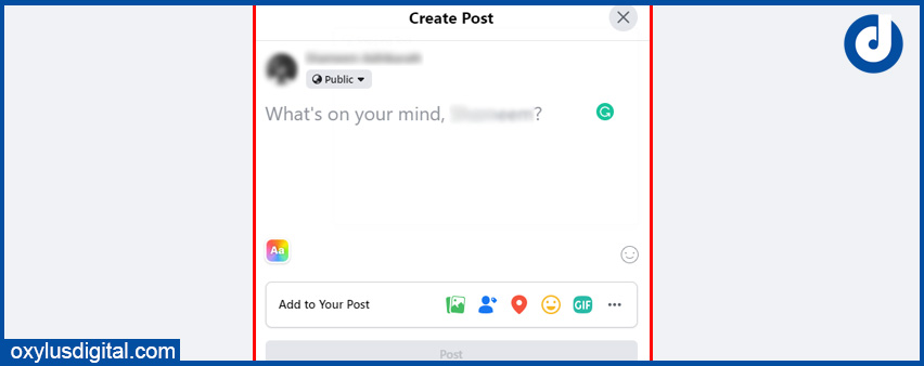 Create Post option in new Facebook design
